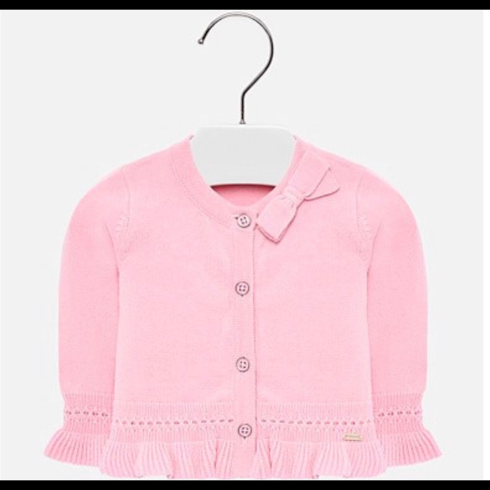 Mayoral Pink Ruffled Cardigan